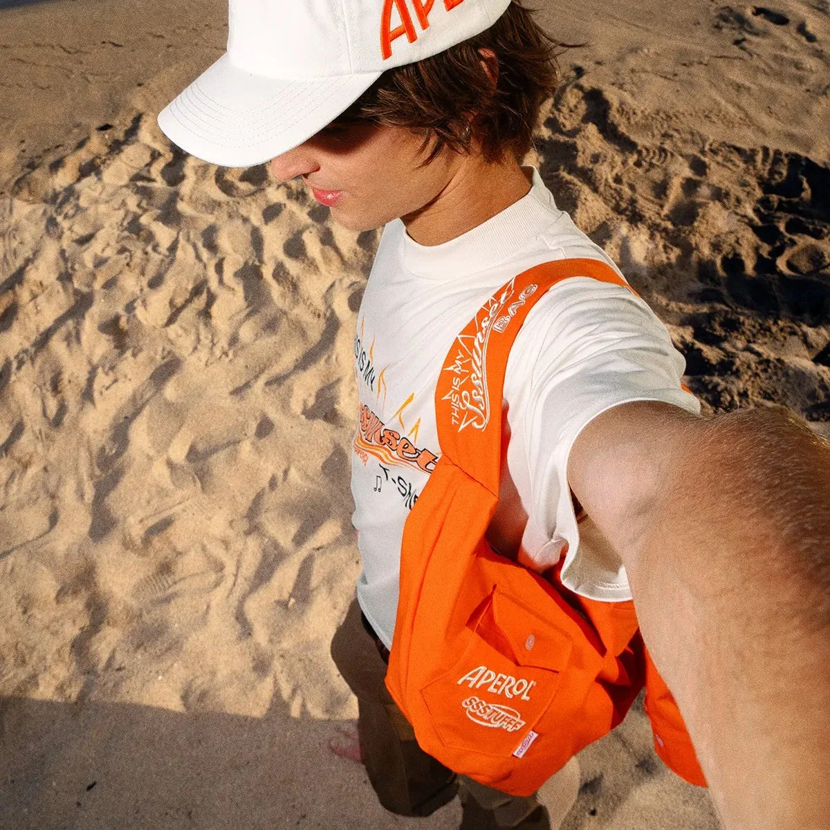 WHITE CAP WITH EMBROIDERED APEROL AND SSSTUFFF LOGOS - Image 7