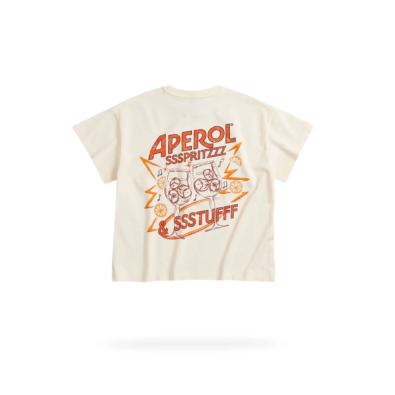 BEIGE CROPPED T-SHIRT APEROL THIS IS MY SSSUNSET - Image 3