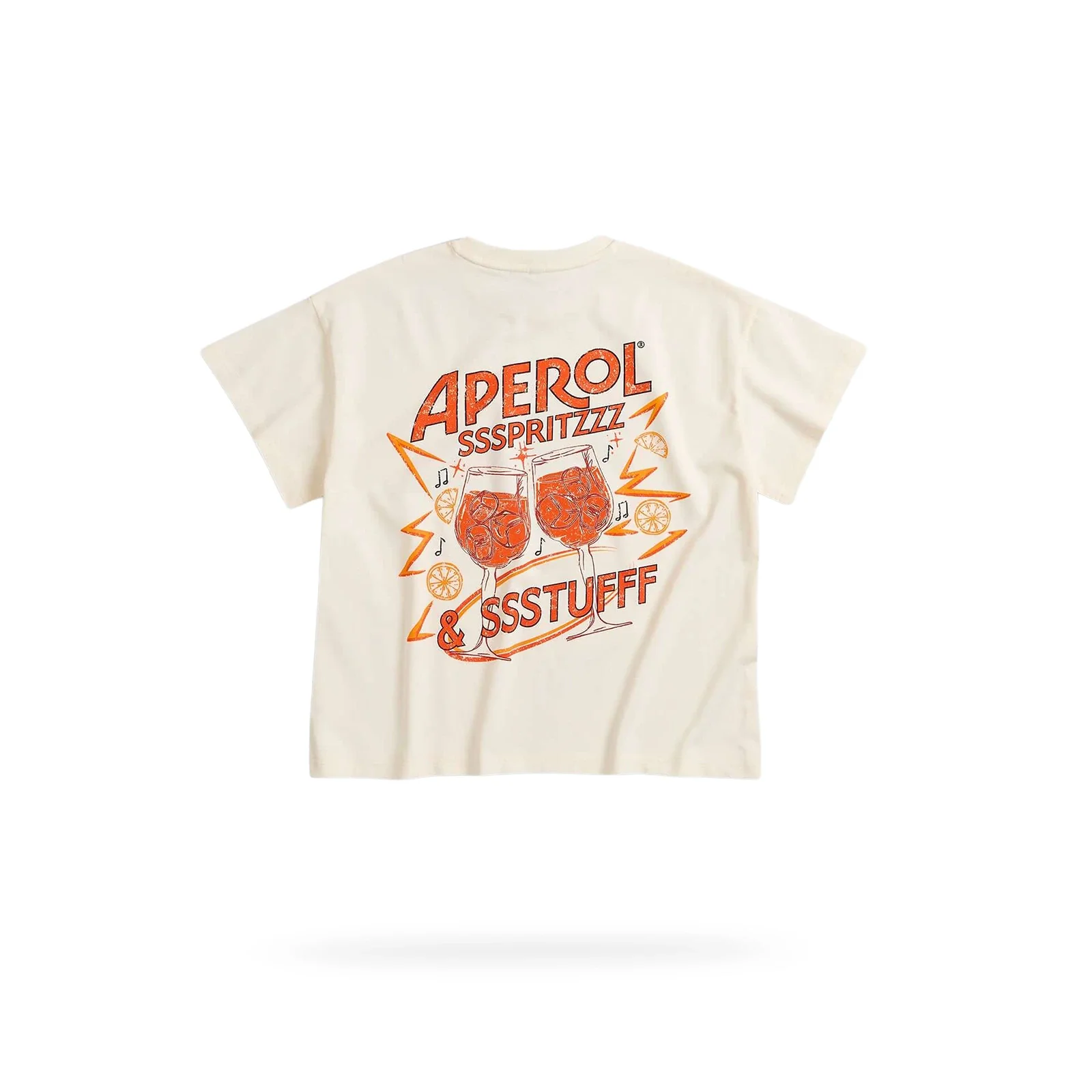BEIGE CROPPED T-SHIRT APEROL THIS IS MY SSSUNSET - Image 4