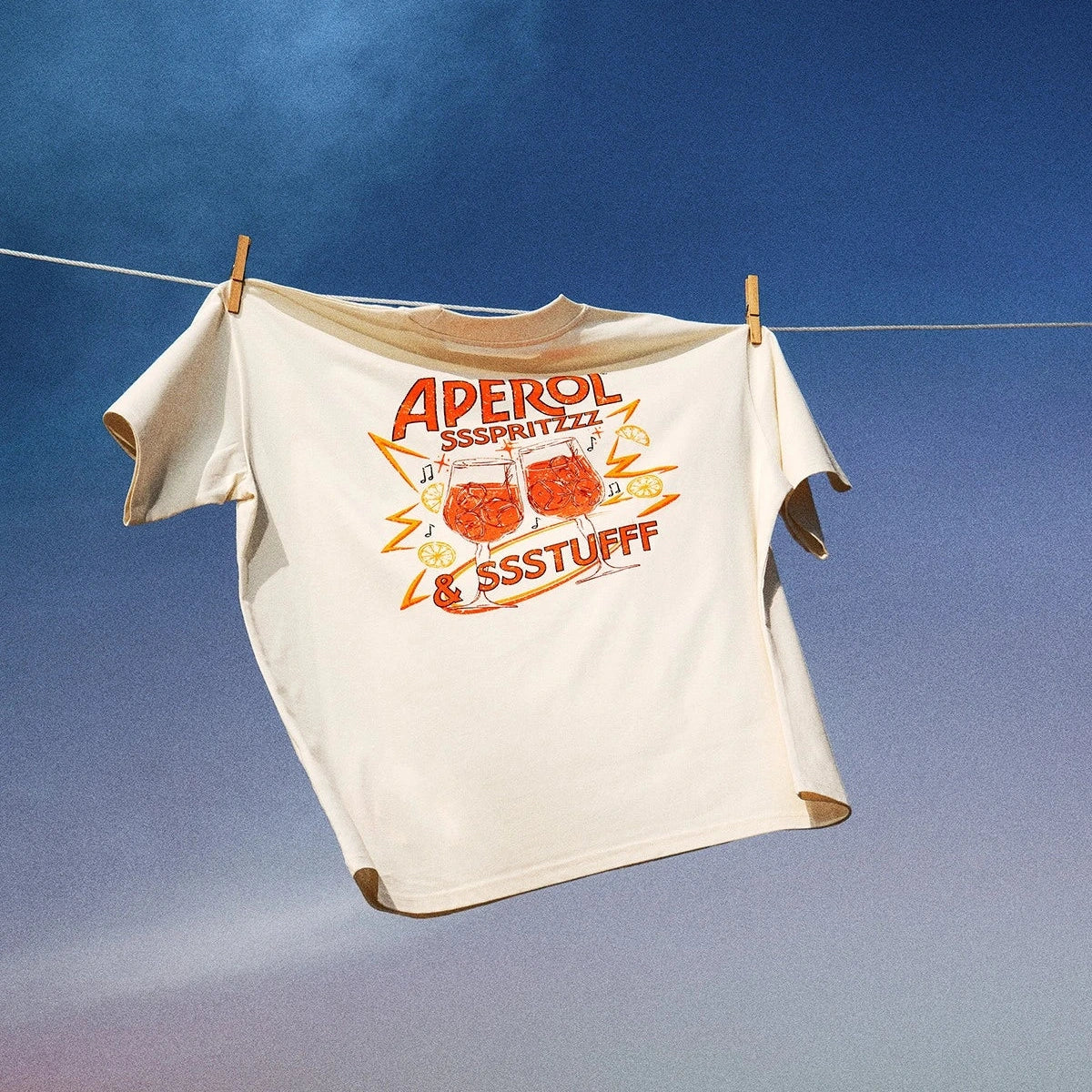 BEIGE CROPPED T-SHIRT APEROL THIS IS MY SSSUNSET - Image 5