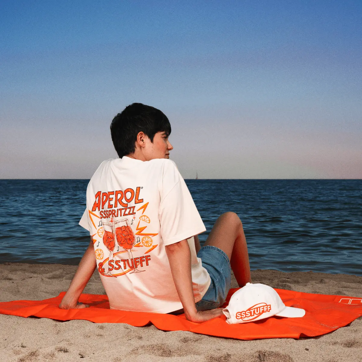 BEIGE CROPPED T-SHIRT APEROL THIS IS MY SSSUNSET - Image 10