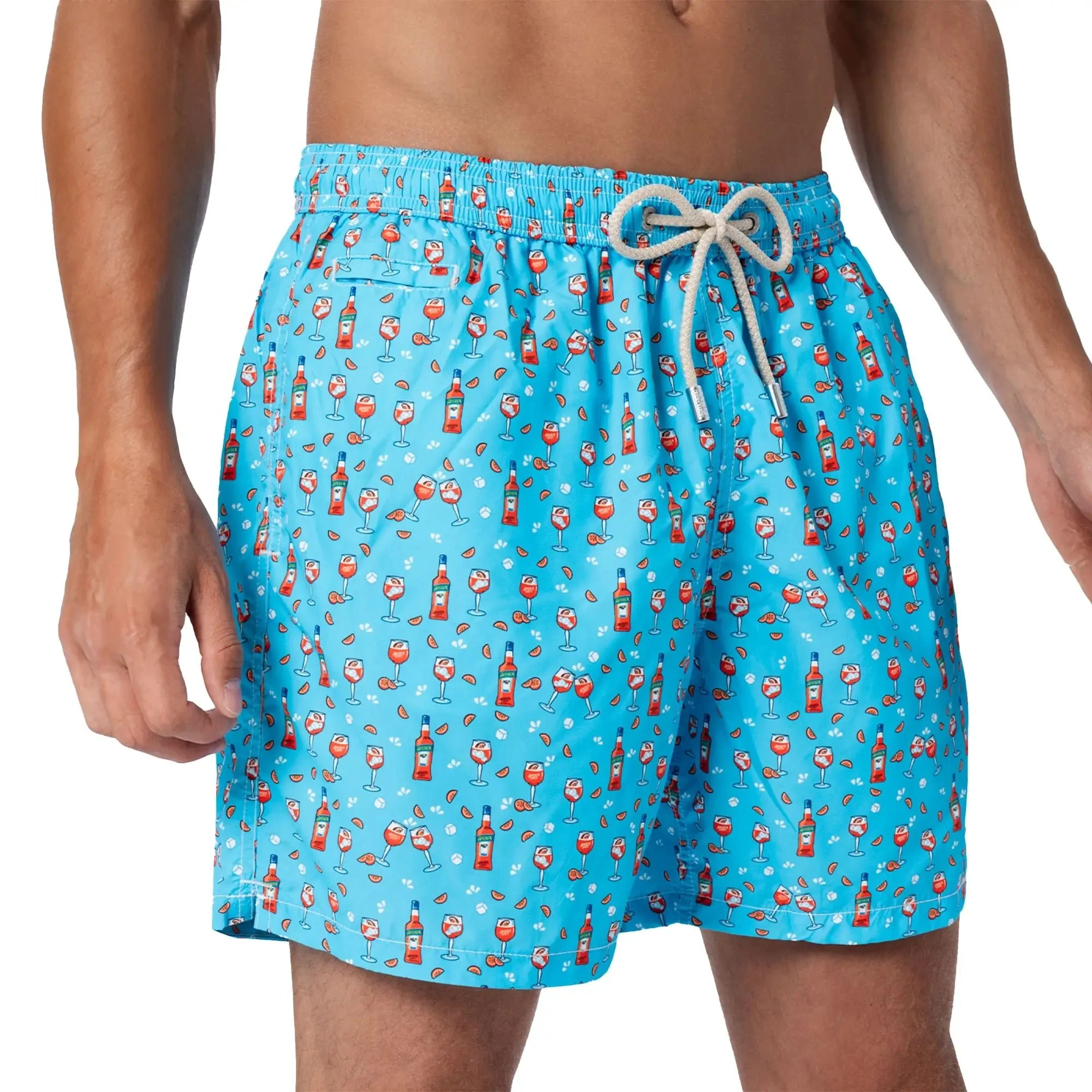 BLUE LIGHTWEIGHT SWIM SHORTS WITH APEROL PRINT I MC2 SAINT BARTH - Image 3