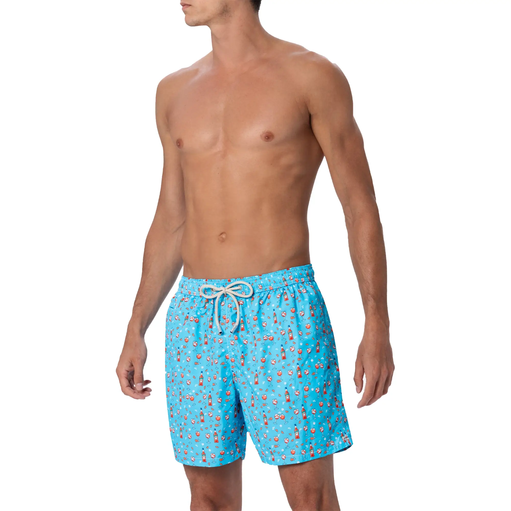 BLUE LIGHTWEIGHT SWIM SHORTS WITH APEROL PRINT I MC2 SAINT BARTH - Image 4