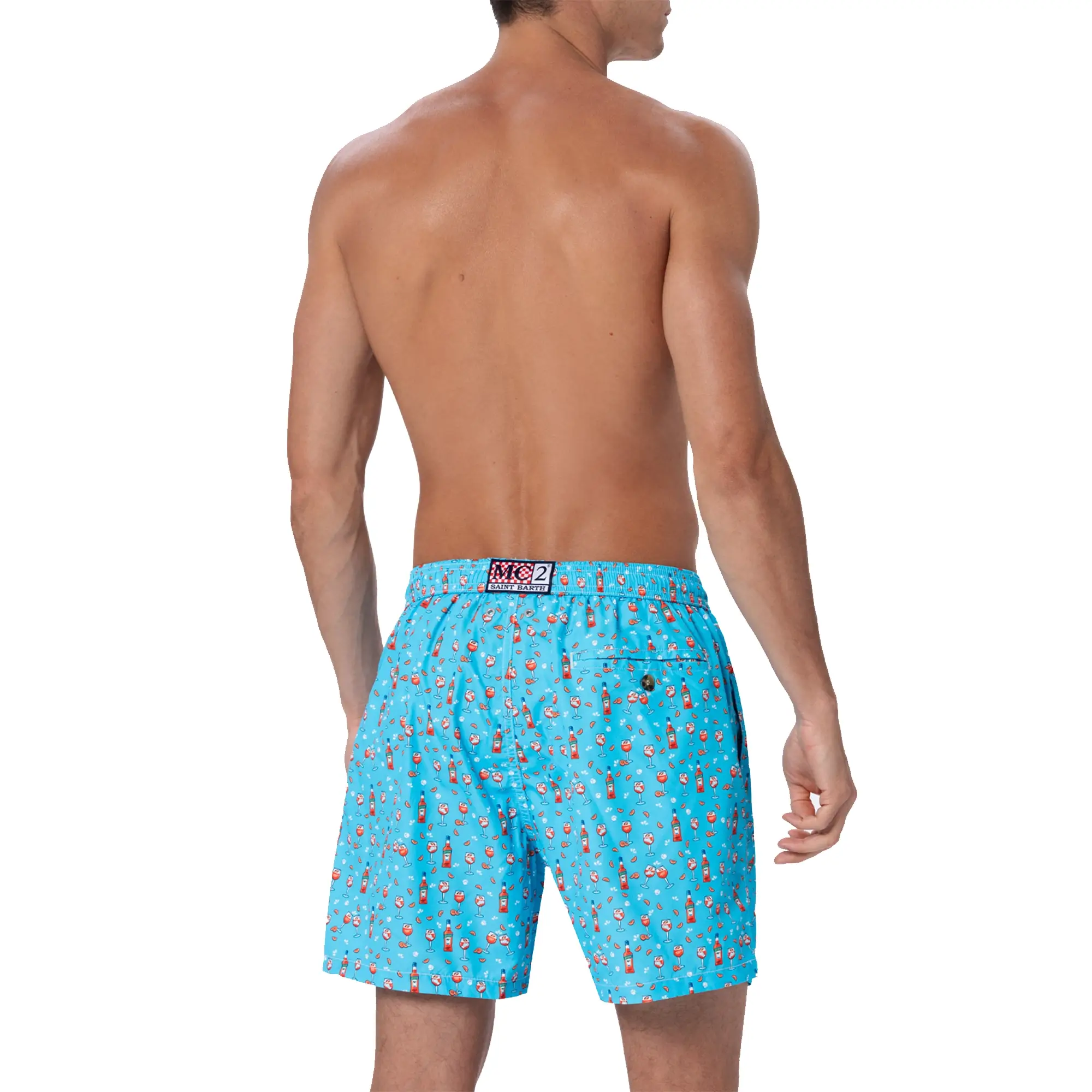 BLUE LIGHTWEIGHT SWIM SHORTS WITH APEROL PRINT I MC2 SAINT BARTH - Image 5