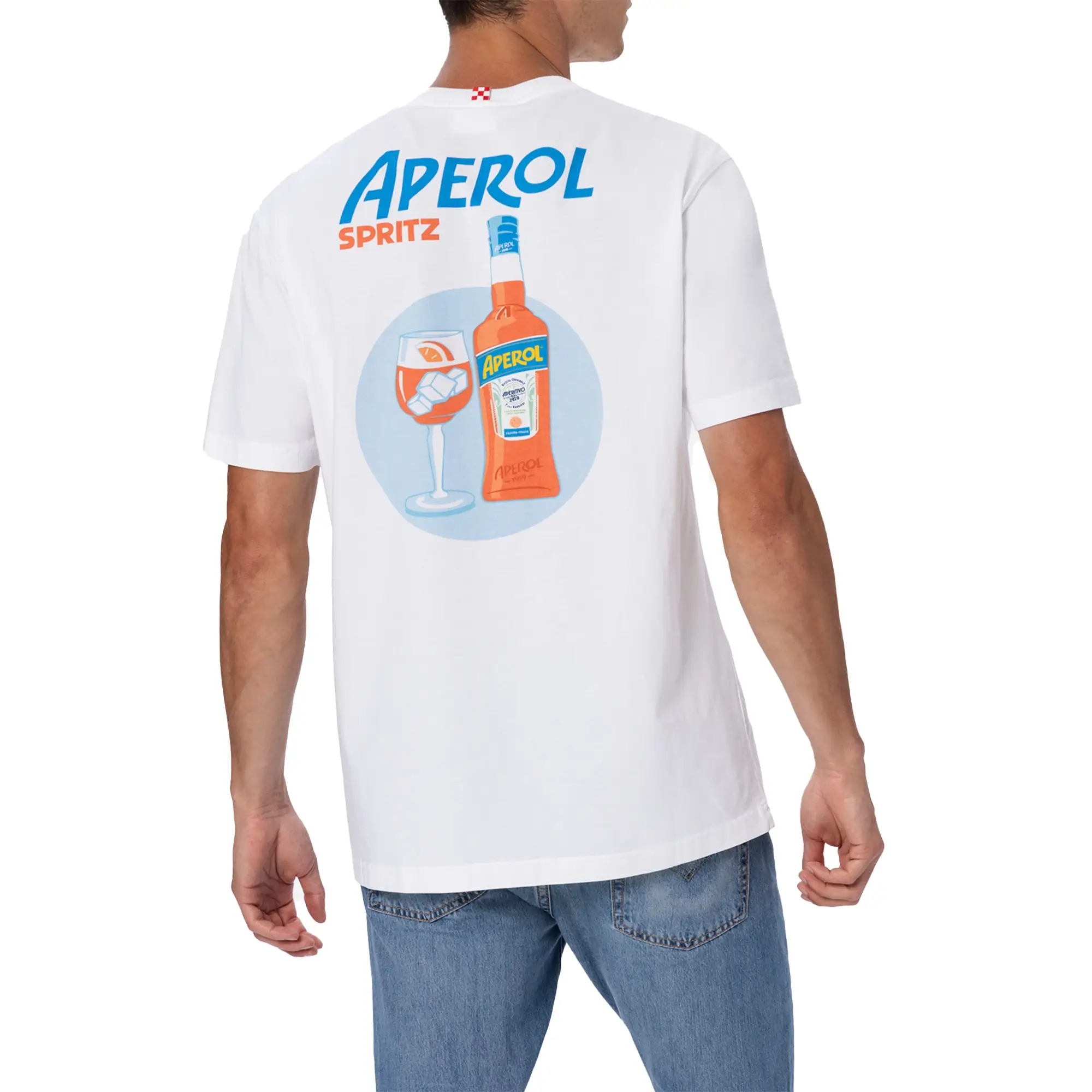 WHITE COTTON T-SHIRT WITH APEROL PRINT | MC2 SAINT BARTH - Image 3
